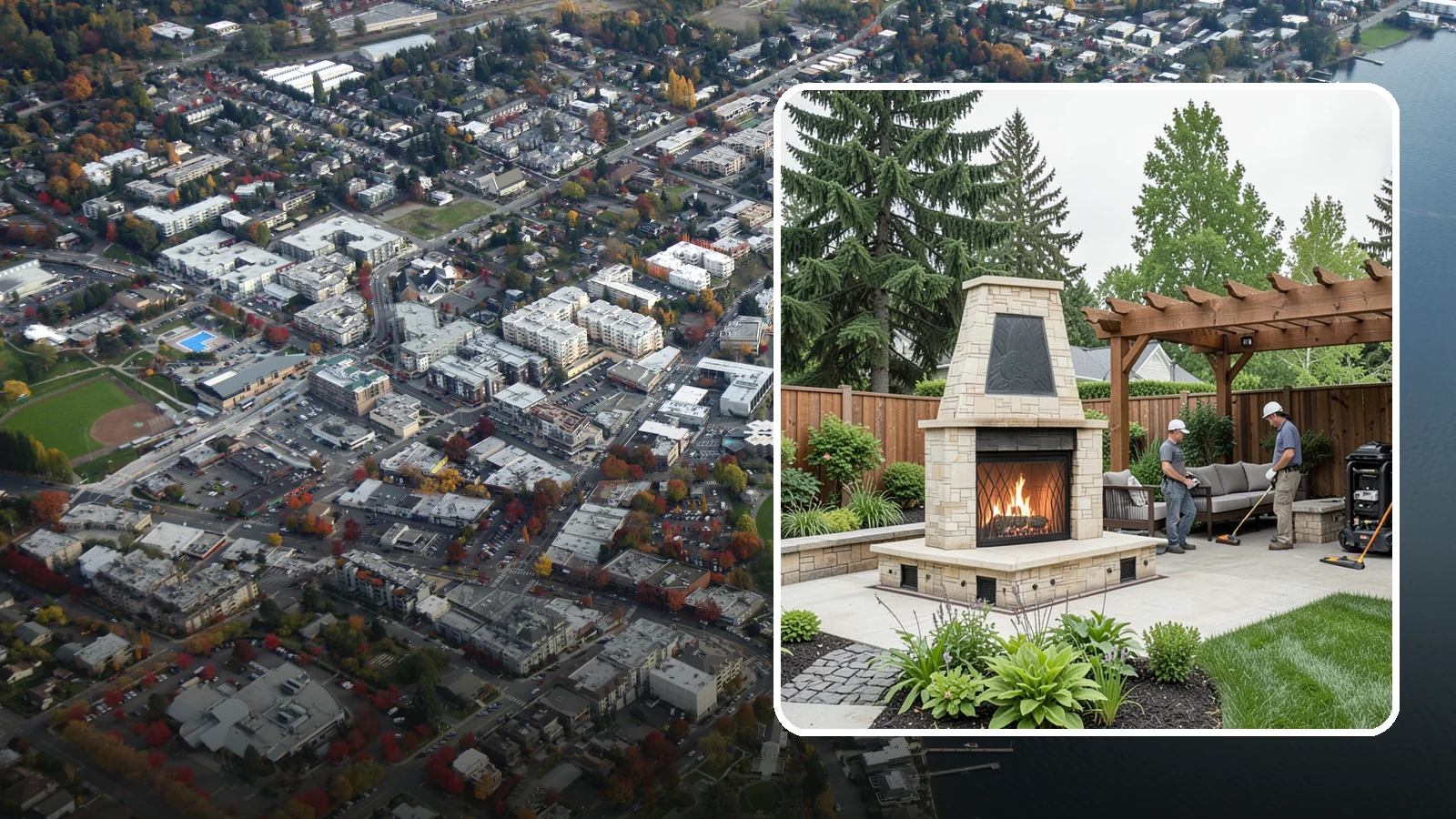 Outdoor Fireplace Installation in Kirkland, King County, WA - Custom outdoor fireplaces that bring warmth, ambiance, and a stunning focal point to your patio.