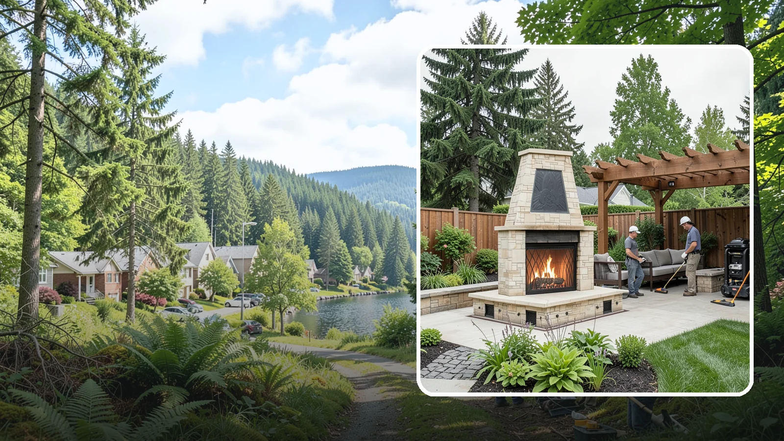 Outdoor Fireplace Installation in Lake Forest Park, King County, WA - Custom outdoor fireplaces that bring warmth, ambiance, and a stunning focal point to your patio.