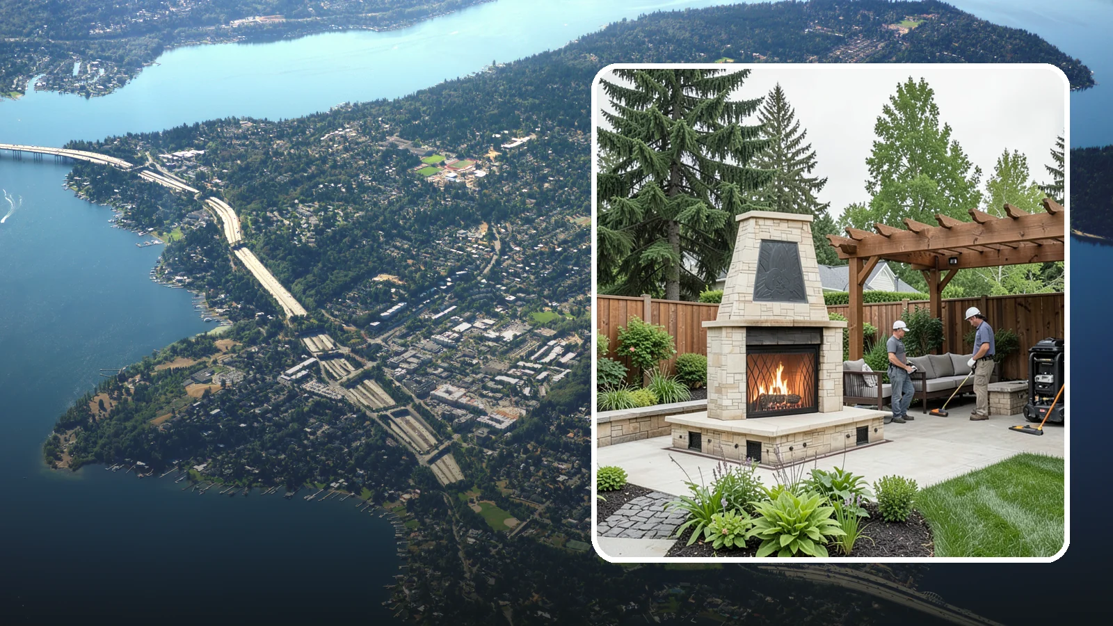 Outdoor Fireplace Installation in Mercer Island, King County, WA - Custom outdoor fireplaces that bring warmth, ambiance, and a stunning focal point to your patio.