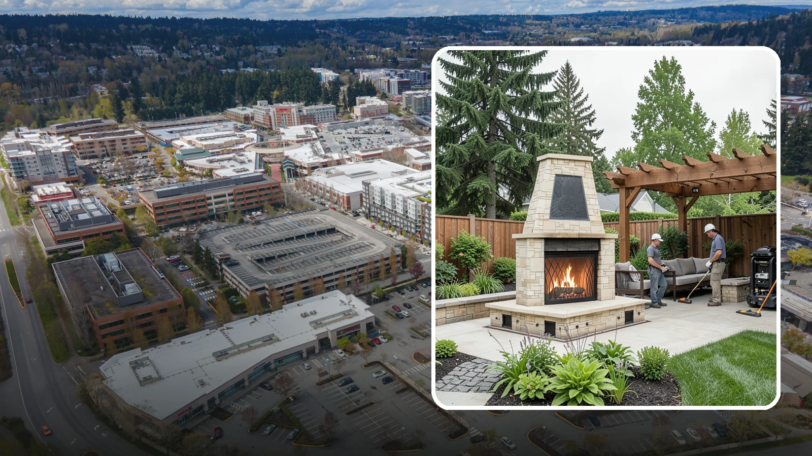 Outdoor Fireplace Installation in Redmond, King County, WA - Custom outdoor fireplaces that bring warmth, ambiance, and a stunning focal point to your patio.
