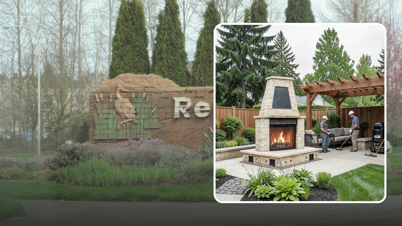Outdoor Fireplace Installation in Renton, King County, WA - Custom outdoor fireplaces that bring warmth, ambiance, and a stunning focal point to your patio.