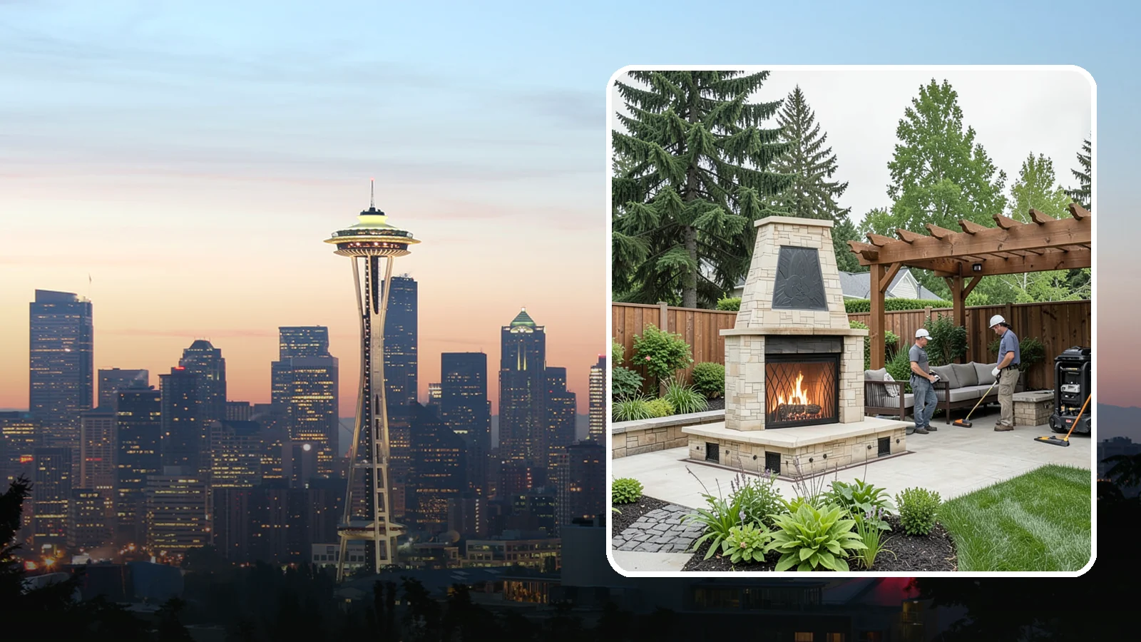Outdoor Fireplace Installation in Seattle, King County, WA - Custom outdoor fireplaces that bring warmth, ambiance, and a stunning focal point to your patio.