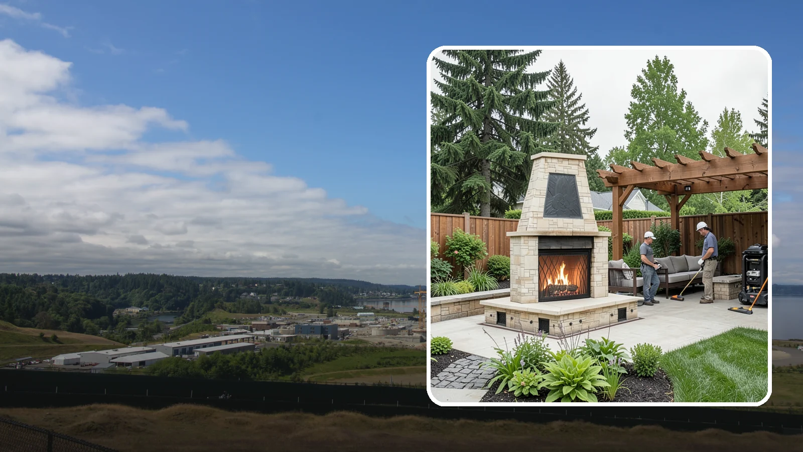 Outdoor Fireplace Installation in University Place, Pierce County, WA - Custom outdoor fireplaces that bring warmth, ambiance, and a stunning focal point to your patio.