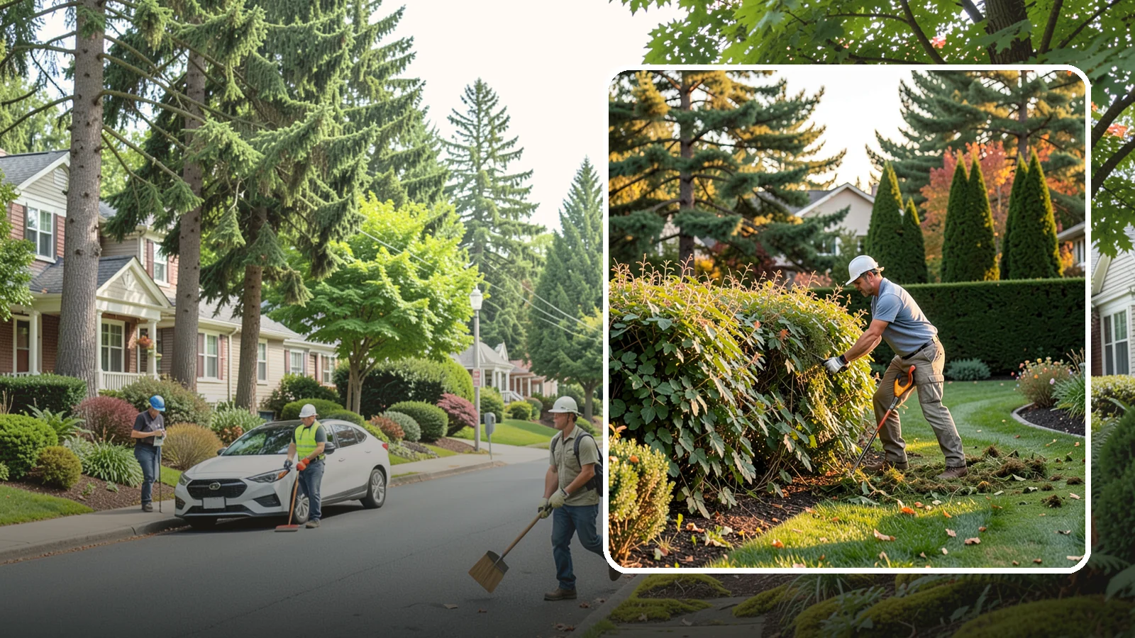 Overgrown Hedge Restoration in Beaux Arts Village, King County, WA - Comprehensive restoration that reclaims neglected, oversized hedges and brings them back to a healthy, manageable, well-defined...