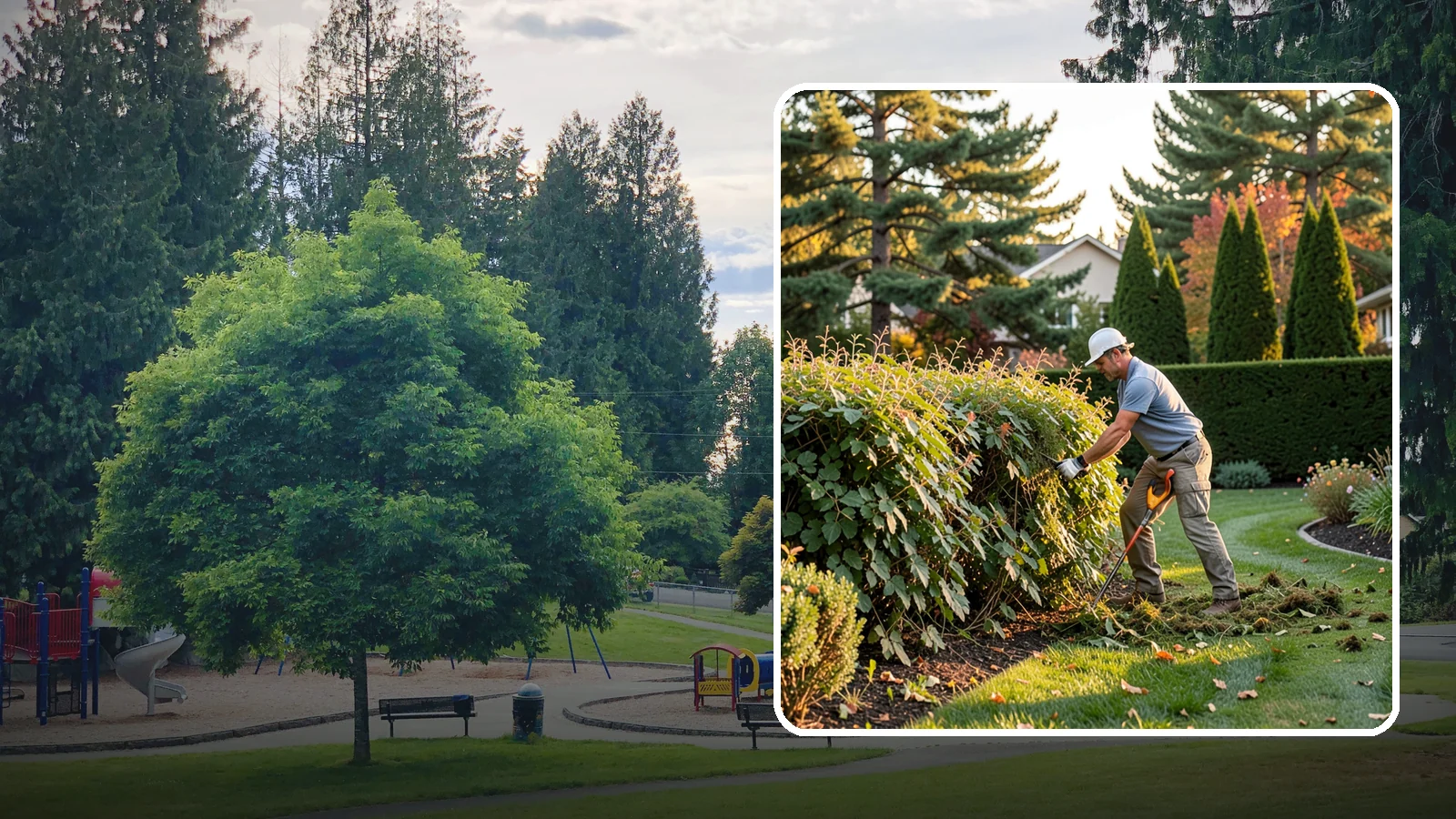 Overgrown Hedge Restoration in Bonney Lake, Pierce County, WA - Comprehensive restoration that reclaims neglected, oversized hedges and brings them back to a healthy, manageable, well-defined...