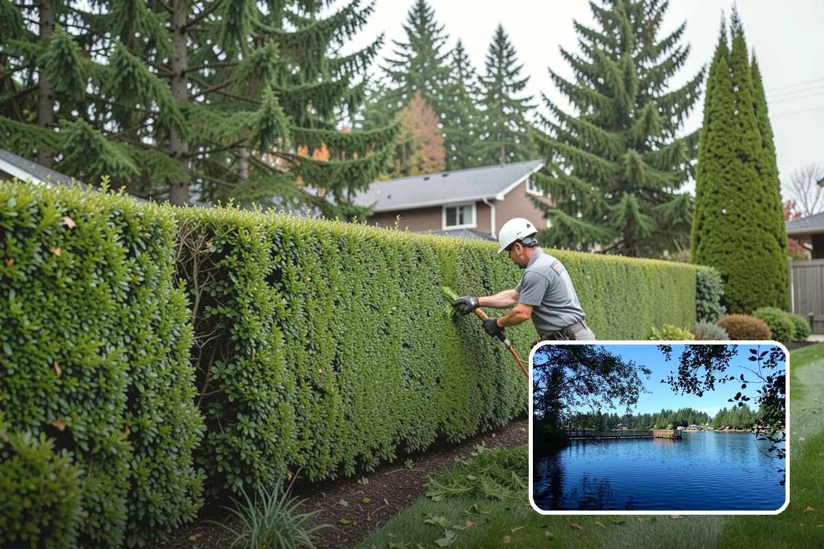 Overgrown Hedge Restoration in Federal Way, King County, WA - Reclaims overgrown hedges from fences and paths