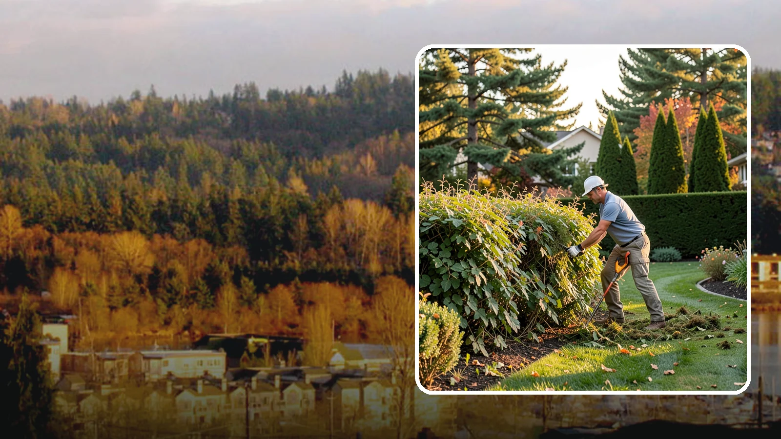 Overgrown Hedge Restoration in Kenmore, King County, WA - Comprehensive restoration that reclaims neglected, oversized hedges and brings them back to a healthy, manageable, well-defined...