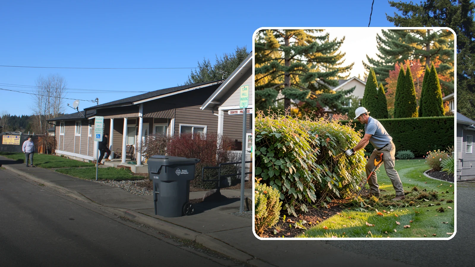 Overgrown Hedge Restoration in South Prairie, Pierce County, WA - Comprehensive restoration that reclaims neglected, oversized hedges and brings them back to a healthy, manageable, well-defined...