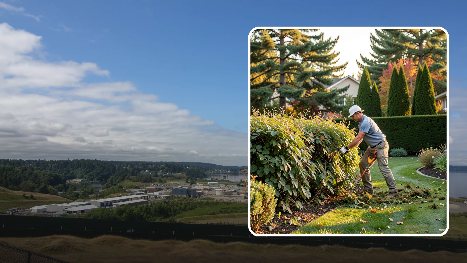 Overgrown Hedge Restoration in University Place, Pierce County, WA - Comprehensive restoration that reclaims neglected, oversized hedges and brings them back to a healthy, manageable, well-defined...