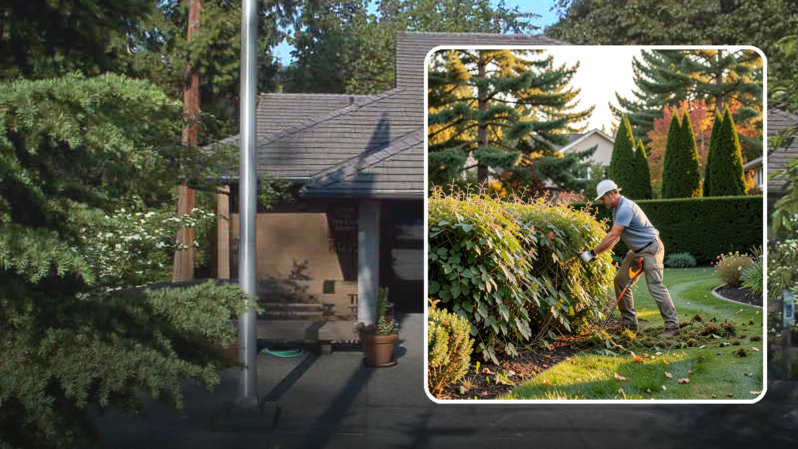 Overgrown Hedge Restoration in Yarrow Point, King County, WA - Comprehensive restoration that reclaims neglected, oversized hedges and brings them back to a healthy, manageable, well-defined...