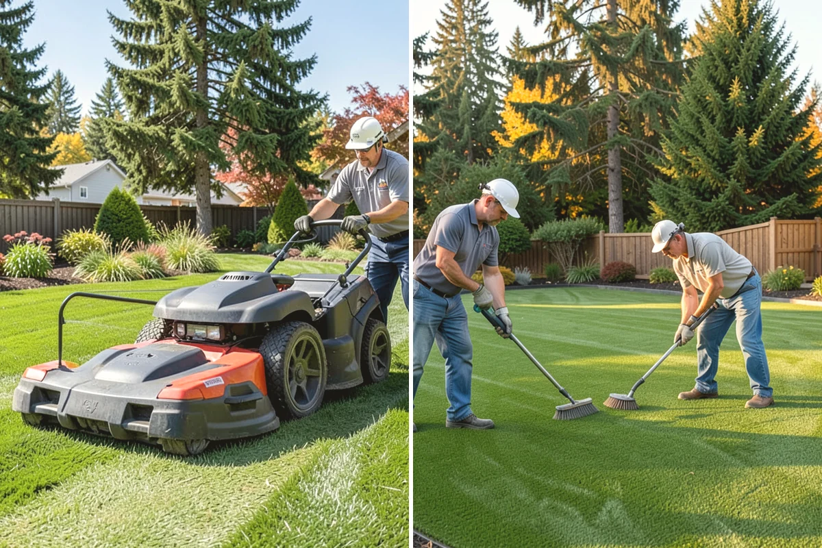 Overseeding in Mill Creek, Snohomish County, WA - Mow low and clear debris