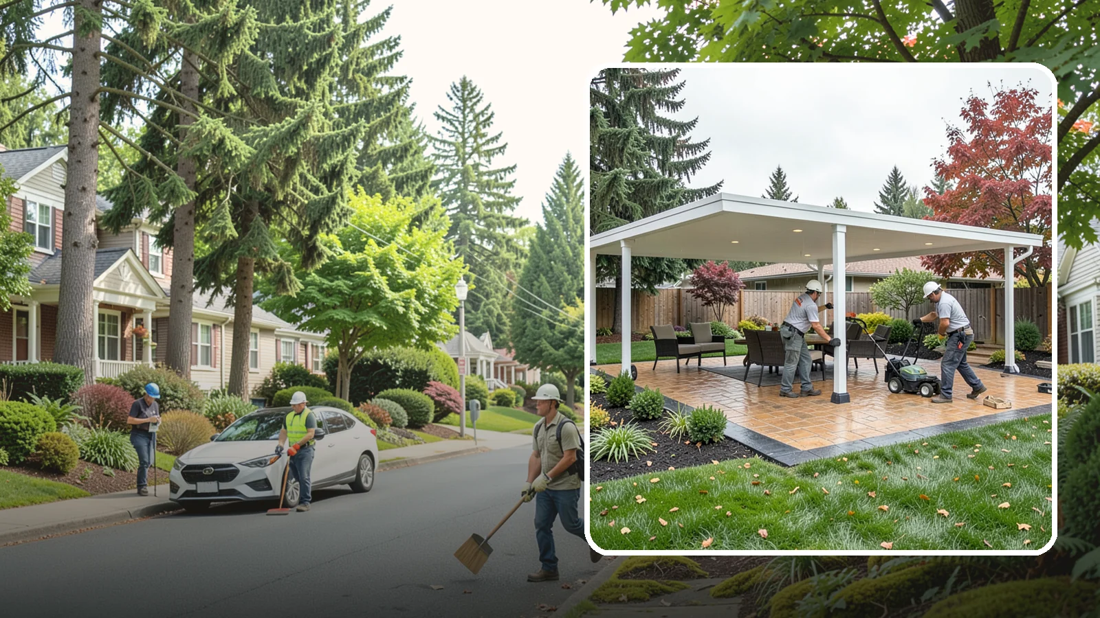 Patio Cover Installation in Beaux Arts Village, King County, WA - Solid and louvered patio covers that make your outdoor space usable rain or shine, year-round.
