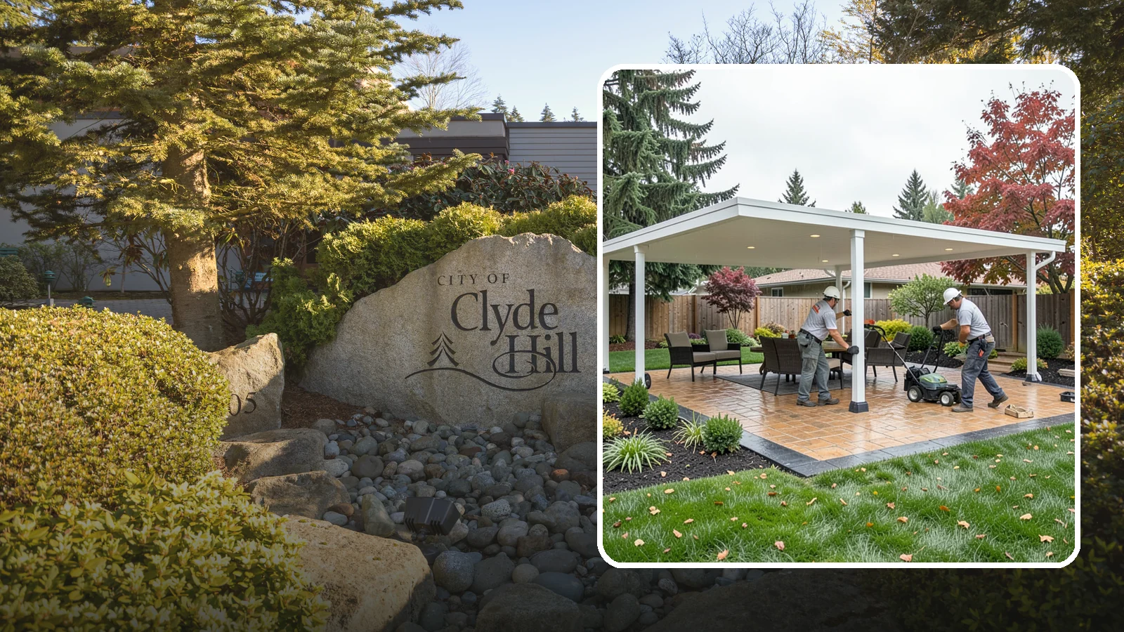 Patio Cover Installation in Clyde Hill, King County, WA - Solid and louvered patio covers that make your outdoor space usable rain or shine, year-round.