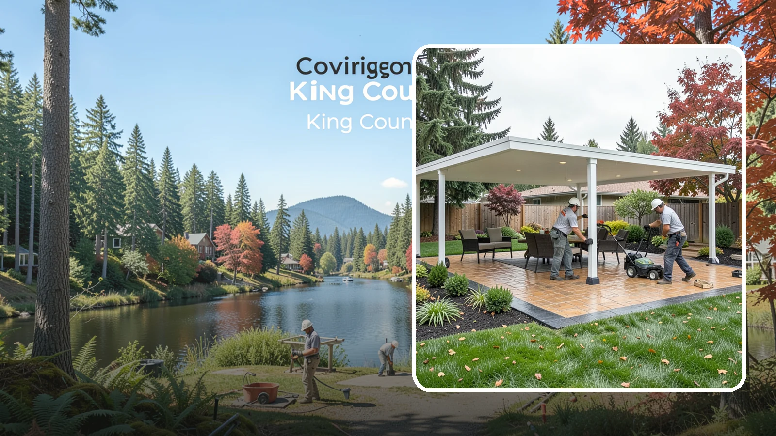 Patio Cover Installation in Covington, King County, WA - Solid and louvered patio covers that make your outdoor space usable rain or shine, year-round.