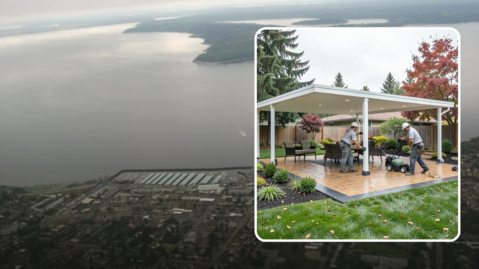 Patio Cover Installation in Des Moines, King County, WA - Solid and louvered patio covers that make your outdoor space usable rain or shine, year-round.