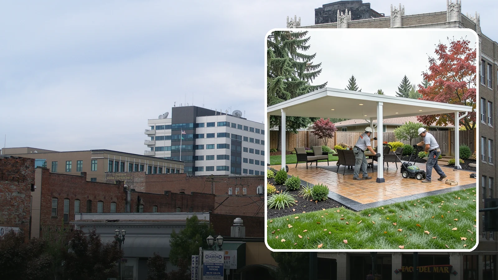 Patio Cover Installation in Everett, Snohomish County, WA - Solid and louvered patio covers that make your outdoor space usable rain or shine, year-round.