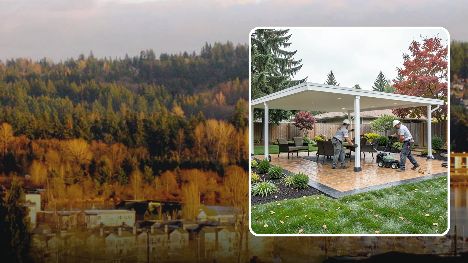 Patio Cover Installation in Kenmore, King County, WA - Solid and louvered patio covers that make your outdoor space usable rain or shine, year-round.