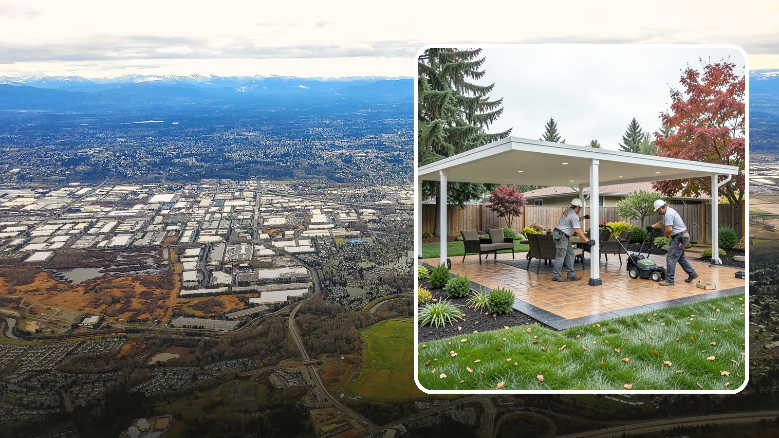 Patio Cover Installation in Kent, King County, WA - Solid and louvered patio covers that make your outdoor space usable rain or shine, year-round.