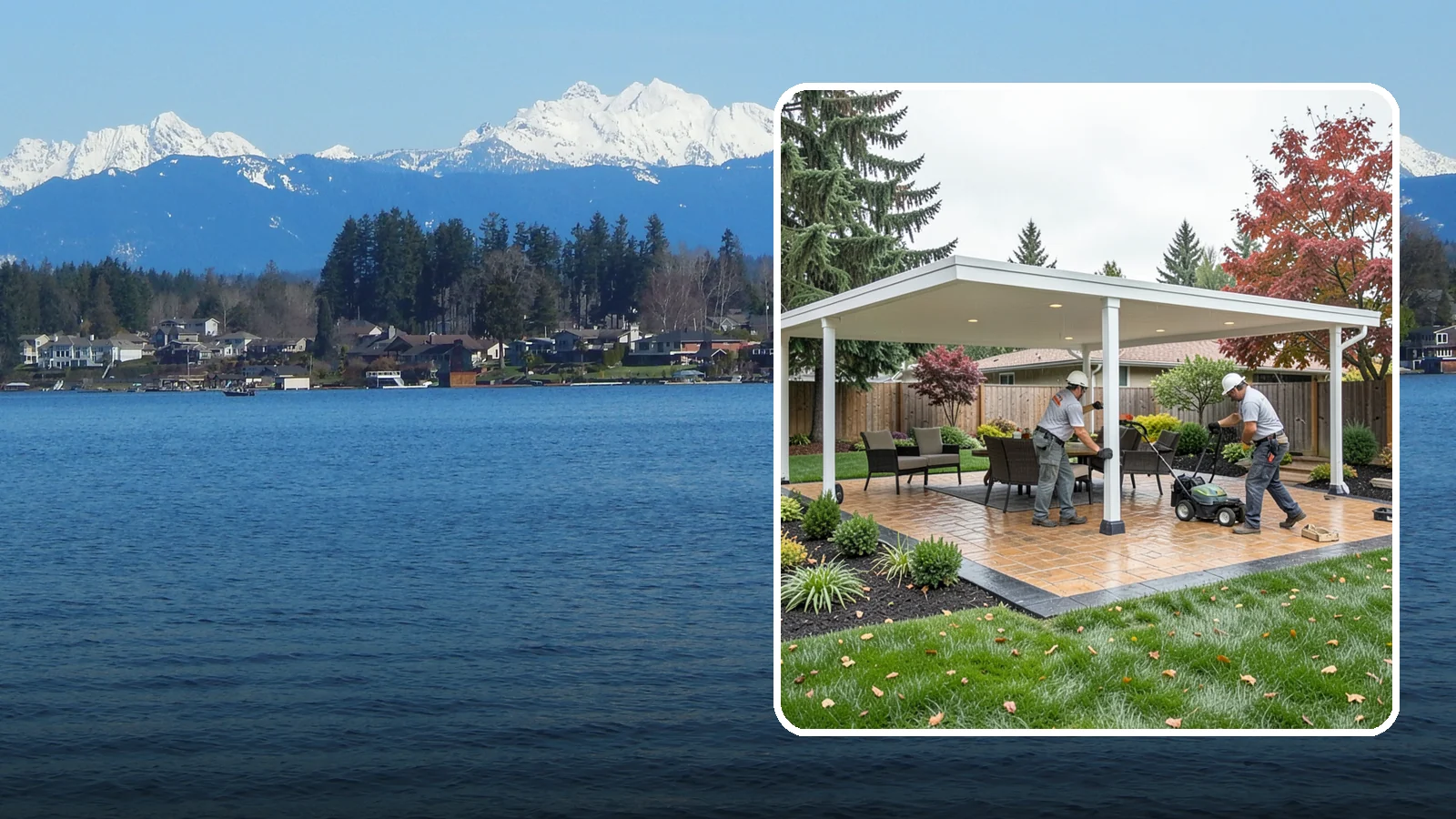 Patio Cover Installation in Lake Stevens, Snohomish County, WA - Solid and louvered patio covers that make your outdoor space usable rain or shine, year-round.