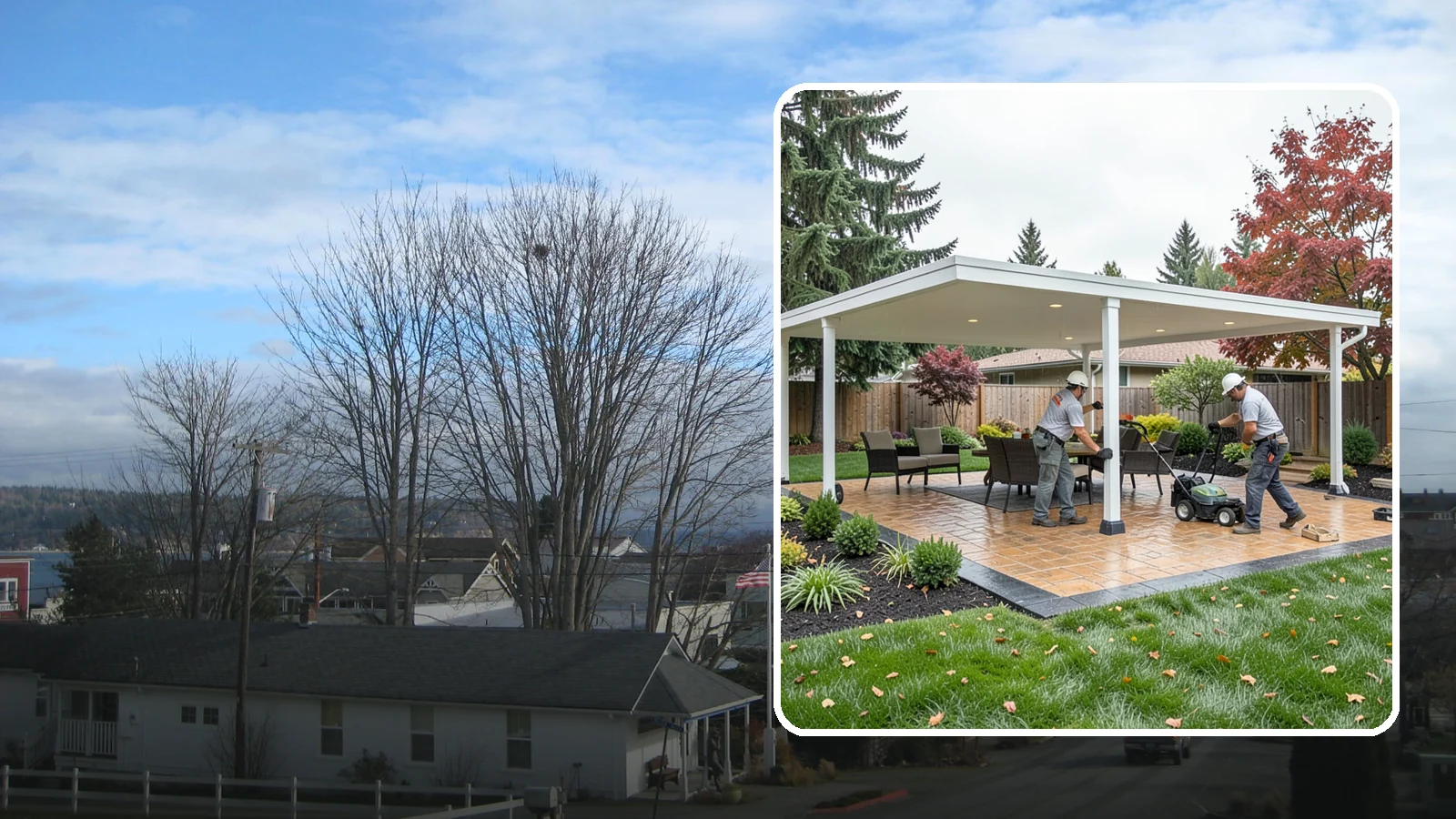 Patio Cover Installation in Langley, Island County, WA - Solid and louvered patio covers that make your outdoor space usable rain or shine, year-round.