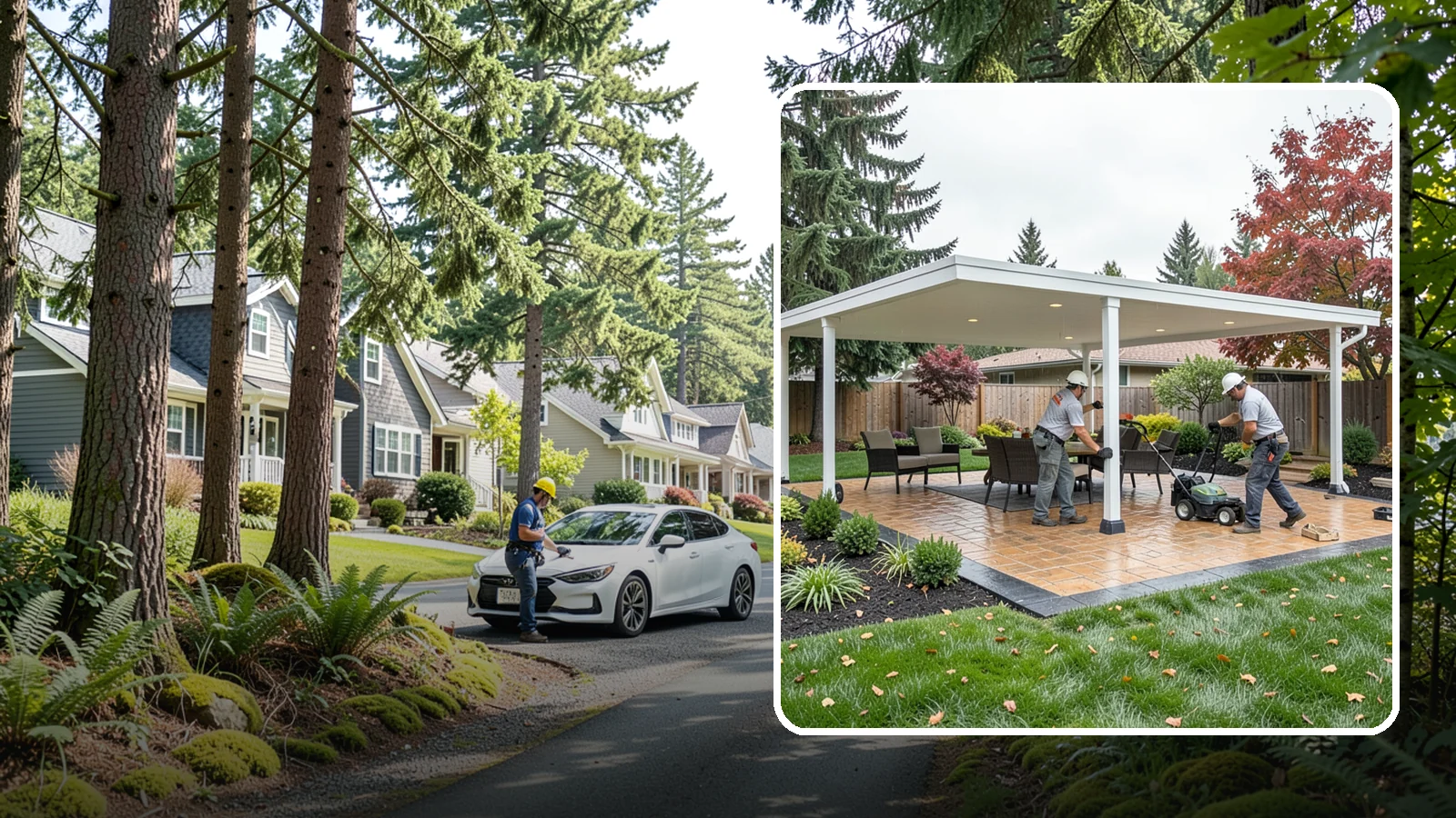 Patio Cover Installation in Normandy Park, King County, WA - Solid and louvered patio covers that make your outdoor space usable rain or shine, year-round.