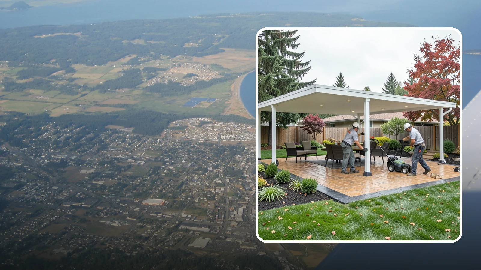 Patio Cover Installation in Oak Harbor, Island County, WA - Solid and louvered patio covers that make your outdoor space usable rain or shine, year-round.