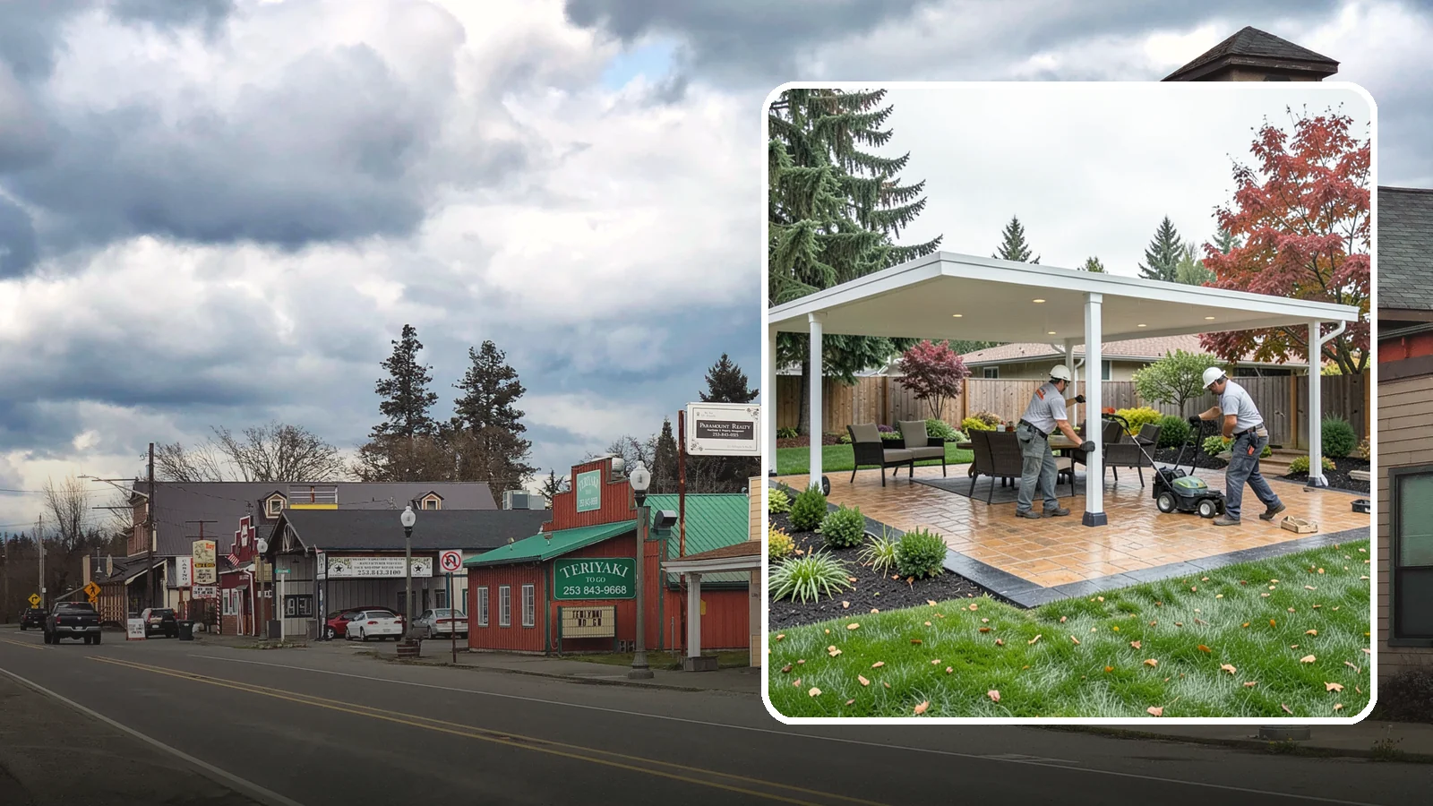 Patio Cover Installation in Roy, Pierce County, WA - Solid and louvered patio covers that make your outdoor space usable rain or shine, year-round.