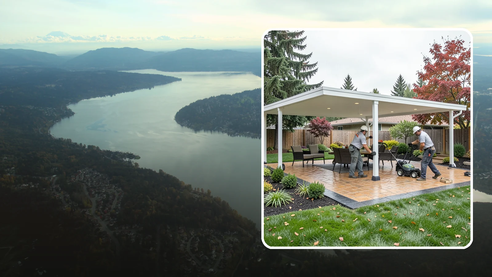 Patio Cover Installation in Sammamish, King County, WA - Solid and louvered patio covers that make your outdoor space usable rain or shine, year-round.