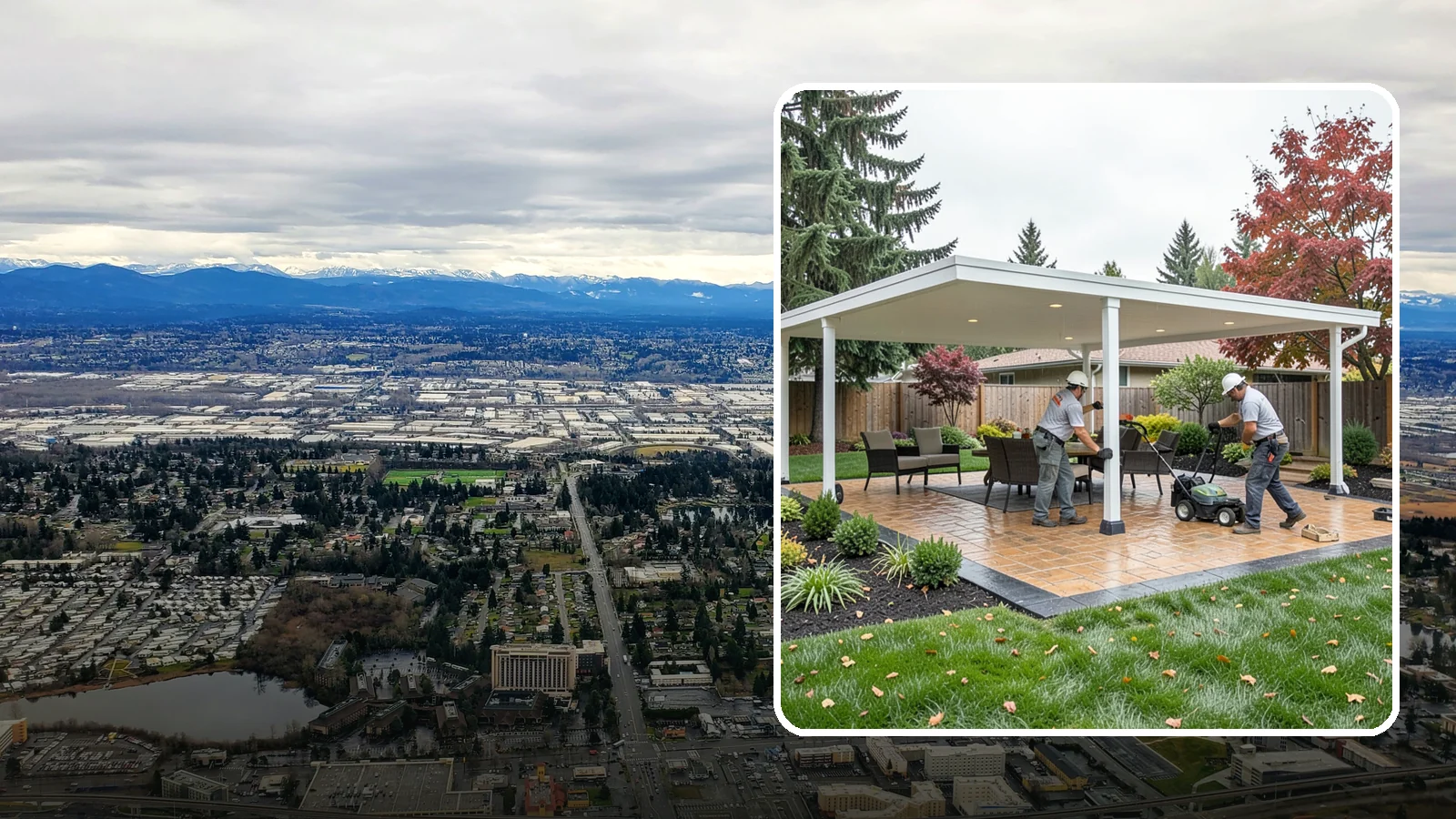 Patio Cover Installation in SeaTac, King County, WA - Solid and louvered patio covers that make your outdoor space usable rain or shine, year-round.