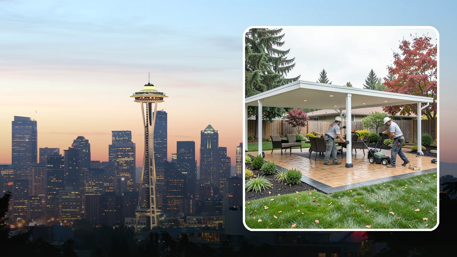 Patio Cover Installation in Seattle, King County, WA - Solid and louvered patio covers that make your outdoor space usable rain or shine, year-round.