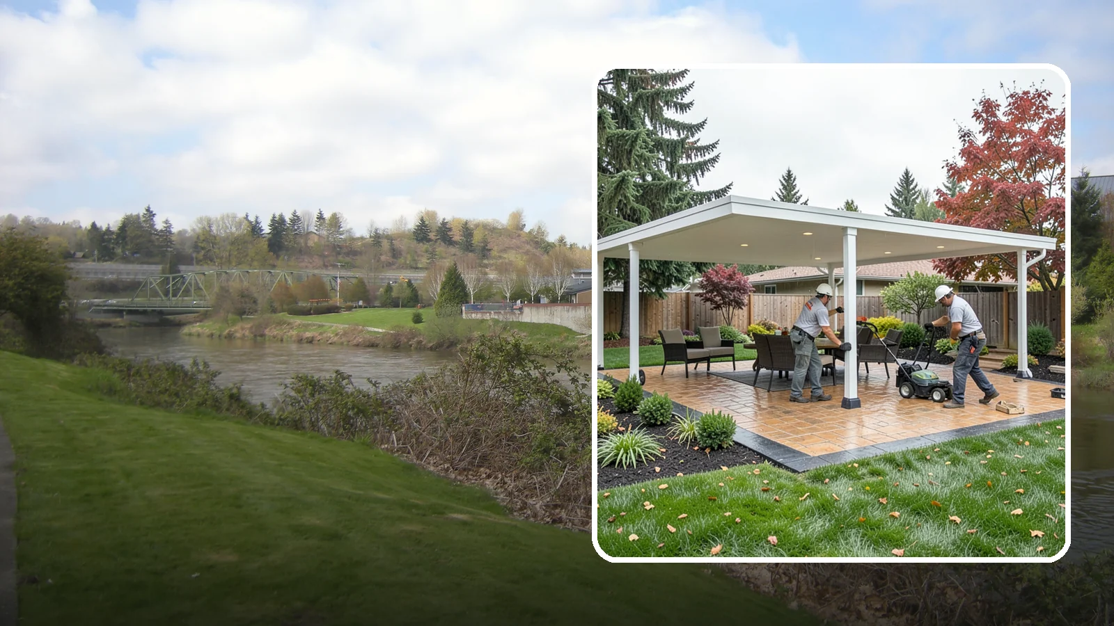 Patio Cover Installation in Tukwila, King County, WA - Solid and louvered patio covers that make your outdoor space usable rain or shine, year-round.