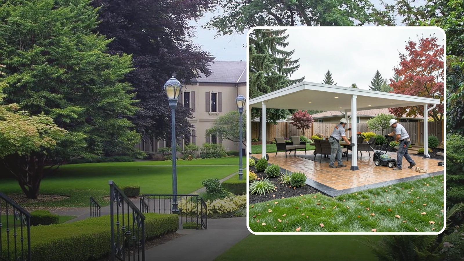 Patio Cover Installation in Woodinville, King County, WA - Solid and louvered patio covers that make your outdoor space usable rain or shine, year-round.