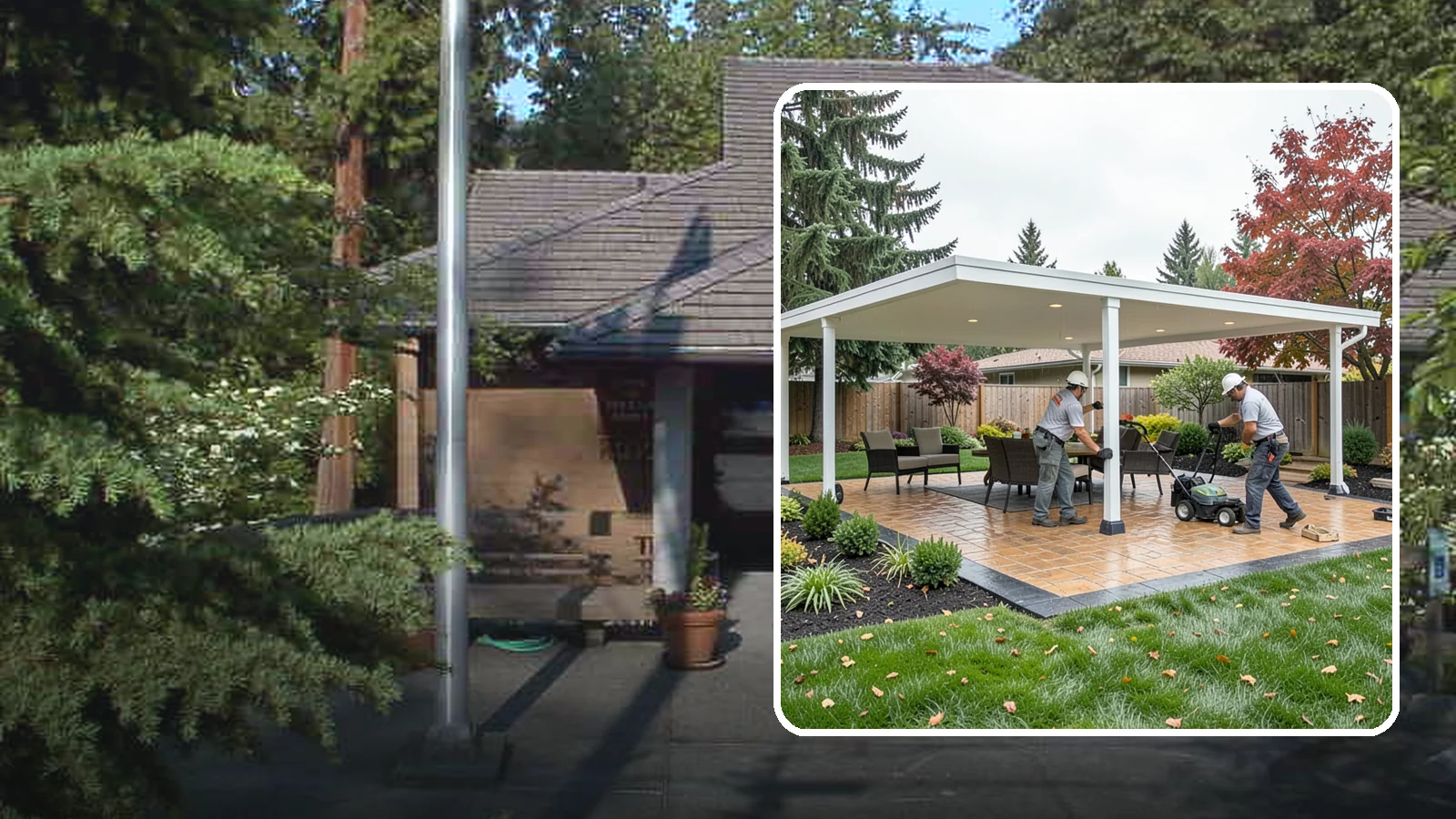 Patio Cover Installation in Yarrow Point, King County, WA - Solid and louvered patio covers that make your outdoor space usable rain or shine, year-round.