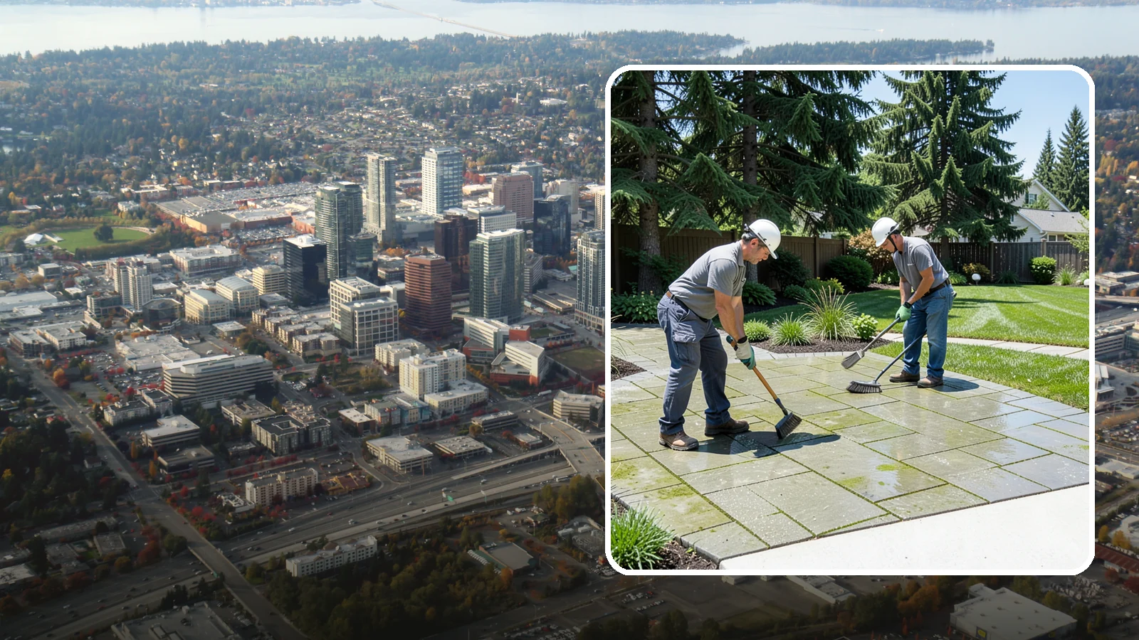 Paver Cleaning in Bellevue, King County, WA - We deep-clean and re-sand paver surfaces to remove the moss, algae, and grime that thrive in Northwest damp.