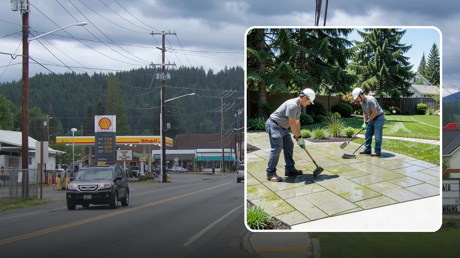 Paver Cleaning in Granite Falls, Snohomish County, WA - We deep-clean and re-sand paver surfaces to remove the moss, algae, and grime that thrive in Northwest damp.