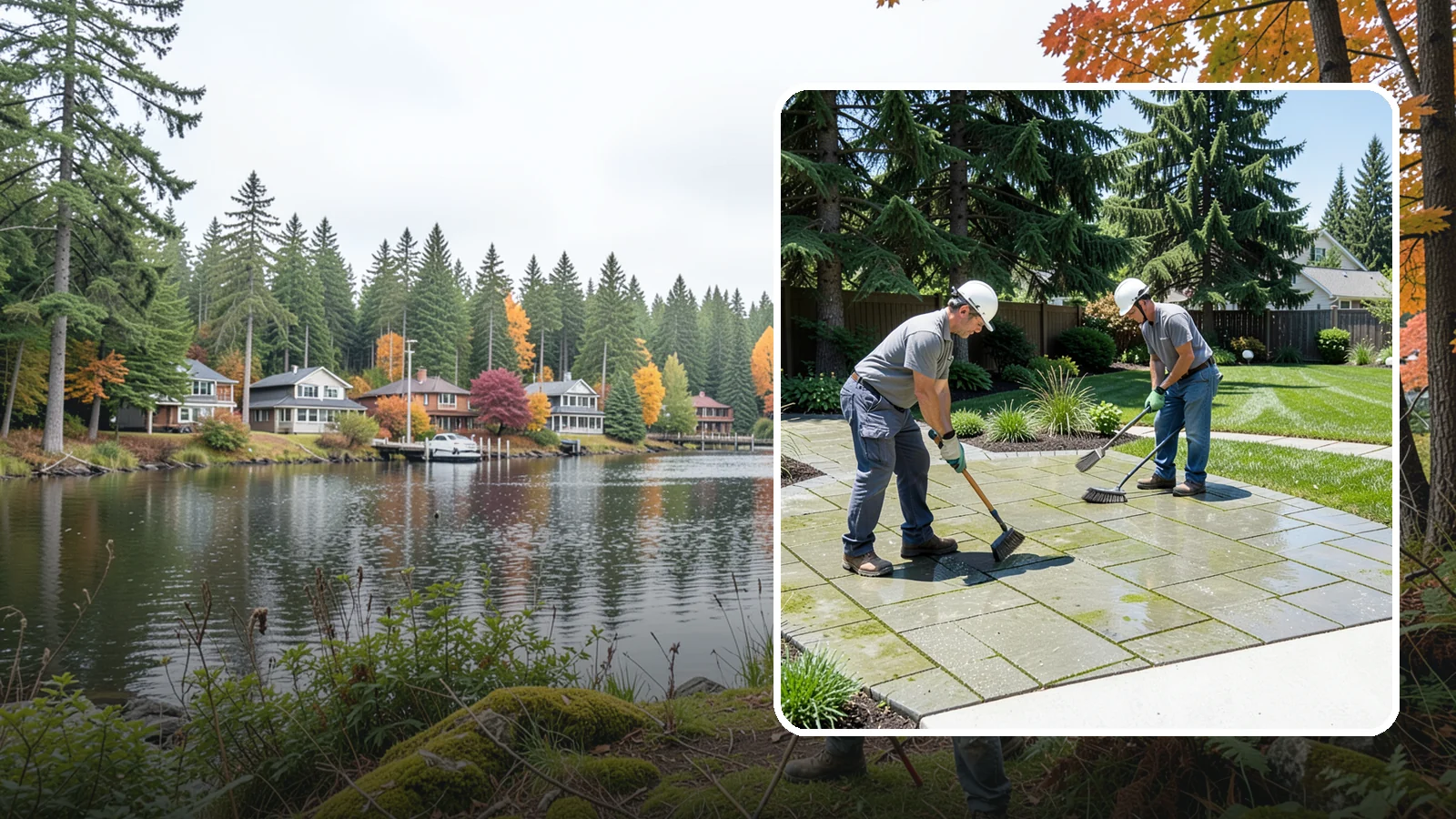 Paver Cleaning in La Conner, Skagit County, WA - We deep-clean and re-sand paver surfaces to remove the moss, algae, and grime that thrive in Northwest damp.