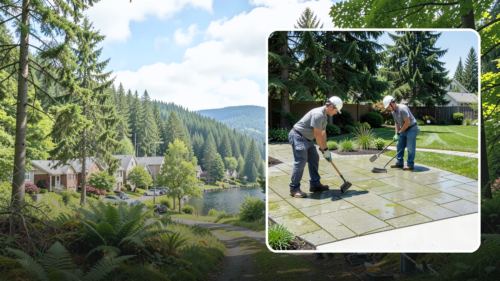 Paver Cleaning in Lake Forest Park, King County, WA - We deep-clean and re-sand paver surfaces to remove the moss, algae, and grime that thrive in Northwest damp.