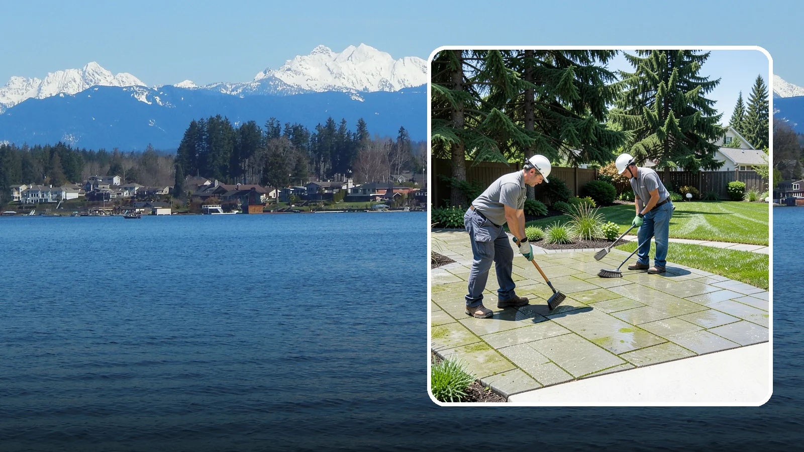Paver Cleaning in Lake Stevens, Snohomish County, WA - We deep-clean and re-sand paver surfaces to remove the moss, algae, and grime that thrive in Northwest damp.