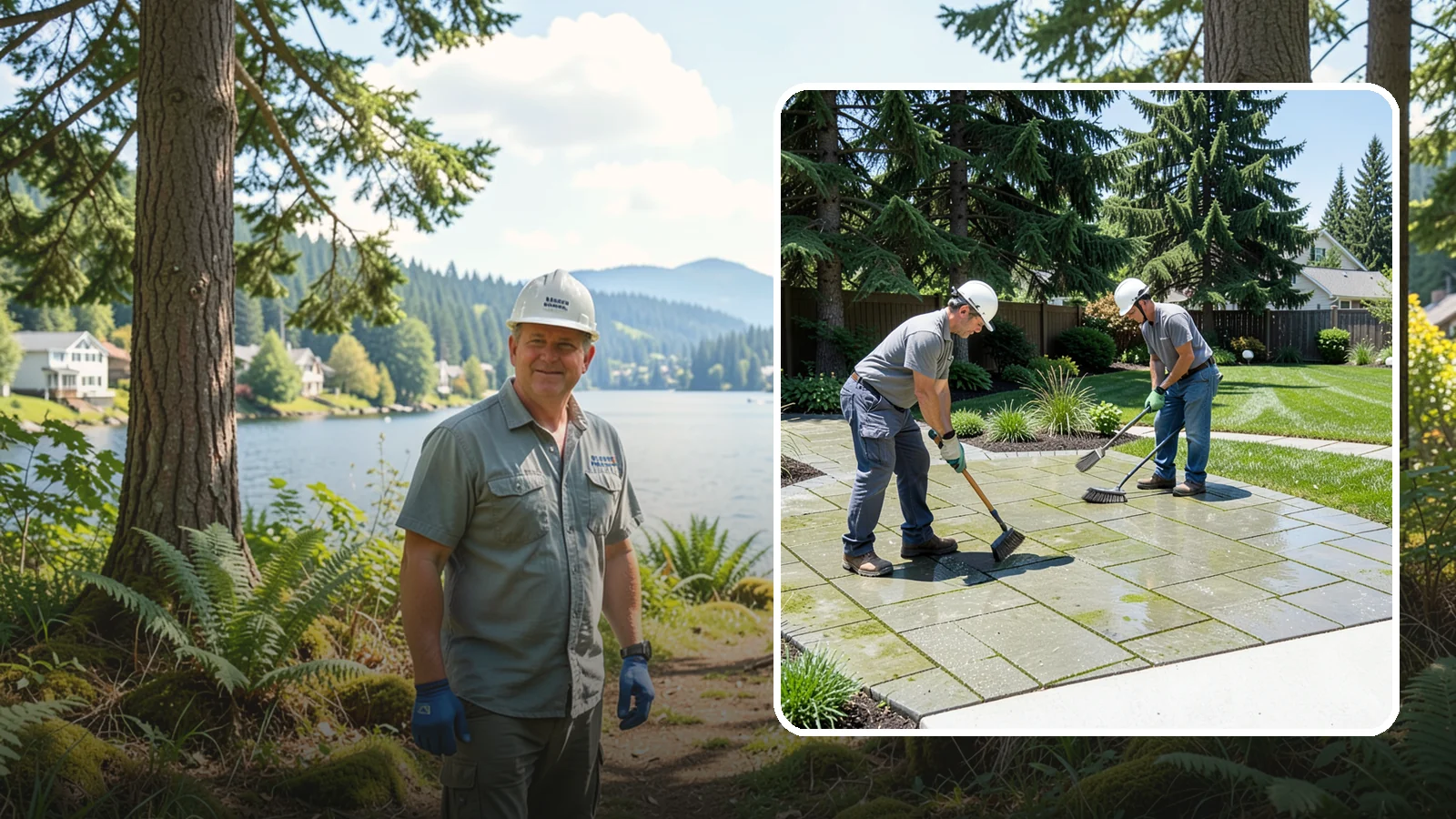 Paver Cleaning in Milton, King County, WA - We deep-clean and re-sand paver surfaces to remove the moss, algae, and grime that thrive in Northwest damp.