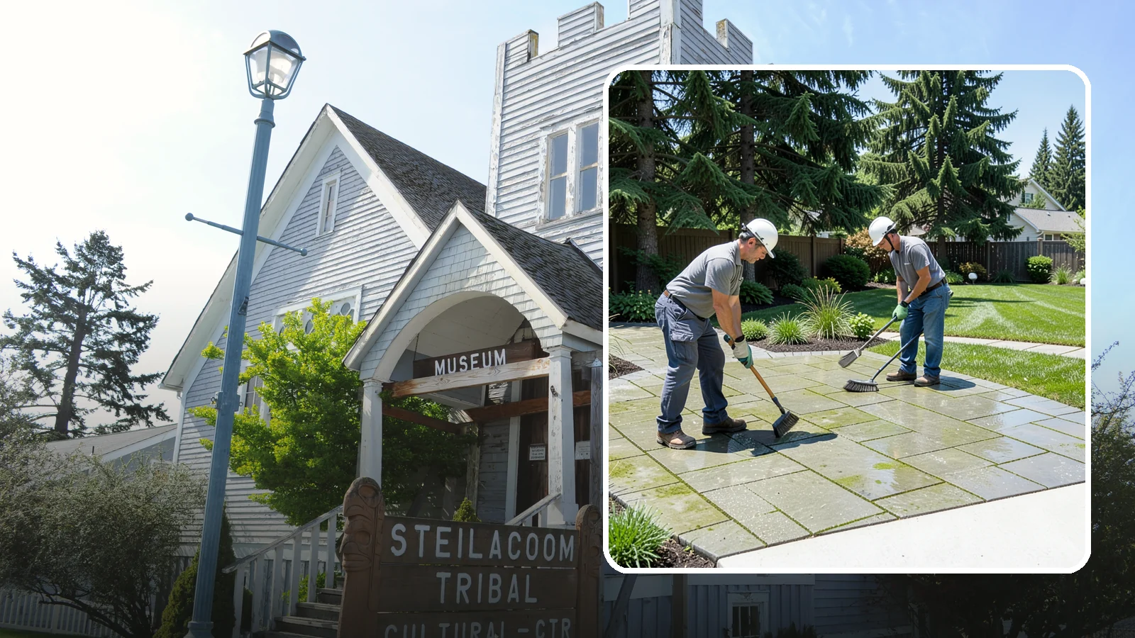 Paver Cleaning in Steilacoom, Pierce County, WA - We deep-clean and re-sand paver surfaces to remove the moss, algae, and grime that thrive in Northwest damp.