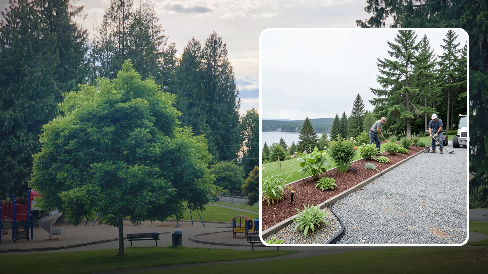 Pea Gravel Installation in Bonney Lake, Pierce County, WA - Smooth, rounded 3/8-inch stone that gives Puget Sound pathways and patios a soft, walkable finish.
