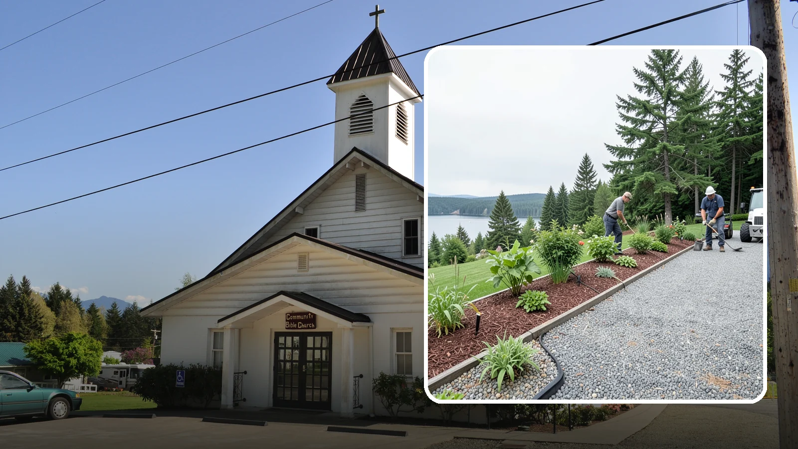 Pea Gravel Installation in Concrete, Skagit County, WA - Smooth, rounded 3/8-inch stone that gives Puget Sound pathways and patios a soft, walkable finish.