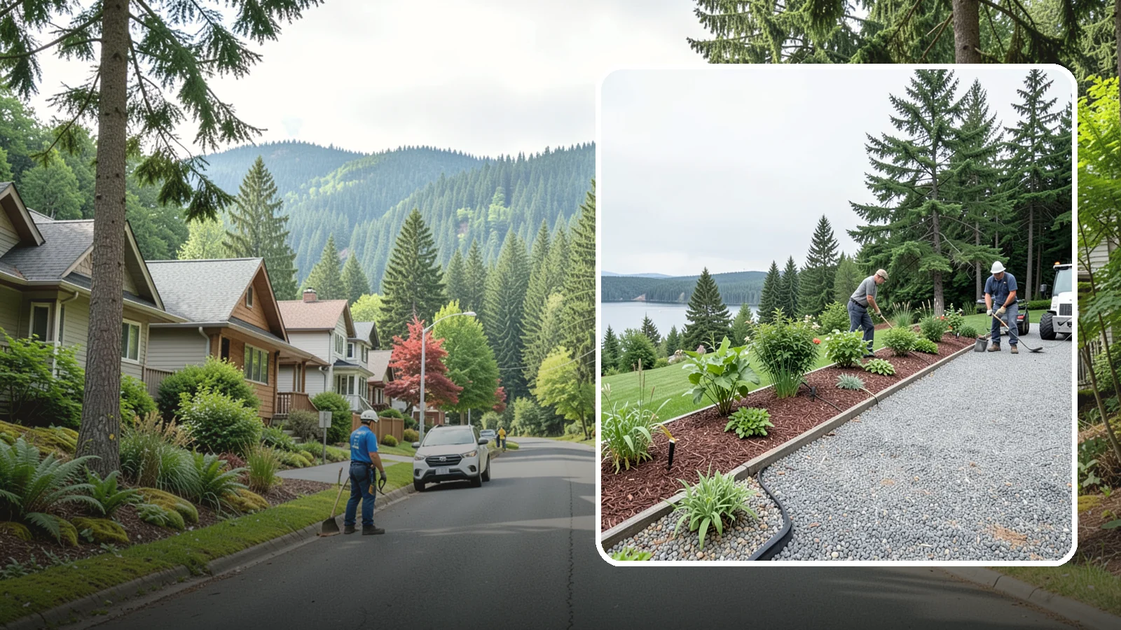 Pea Gravel Installation in Darrington, Snohomish County, WA - Smooth, rounded 3/8-inch stone that gives Puget Sound pathways and patios a soft, walkable finish.