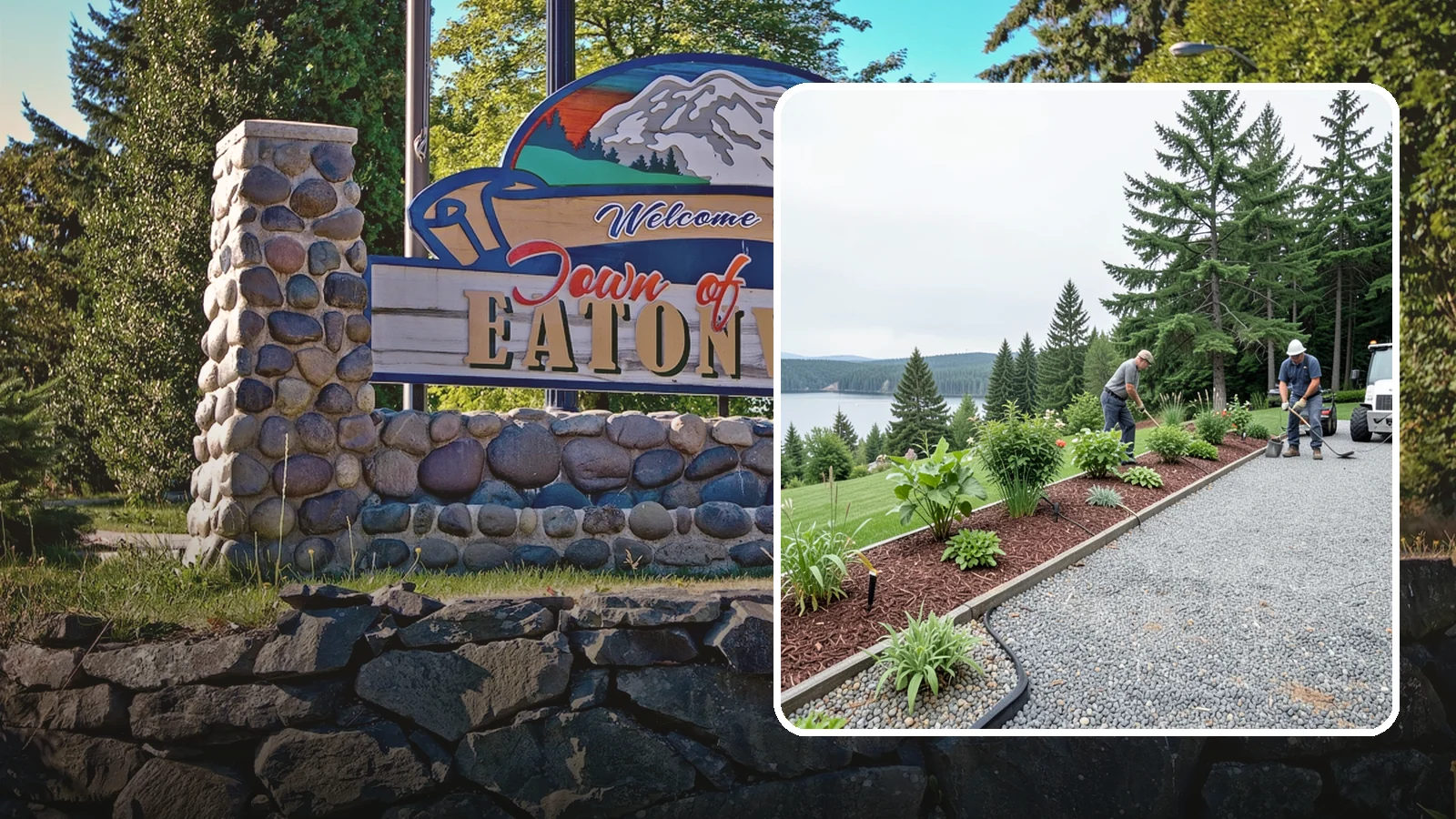 Pea Gravel Installation in Eatonville, Pierce County, WA - Smooth, rounded 3/8-inch stone that gives Puget Sound pathways and patios a soft, walkable finish.