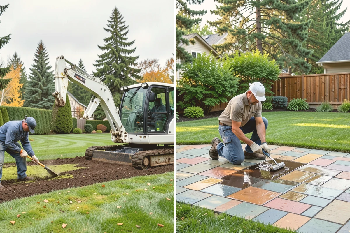 Pea Gravel Installation in Fife, Pierce County, WA - Grade and slope the area for positive drainage away from structures