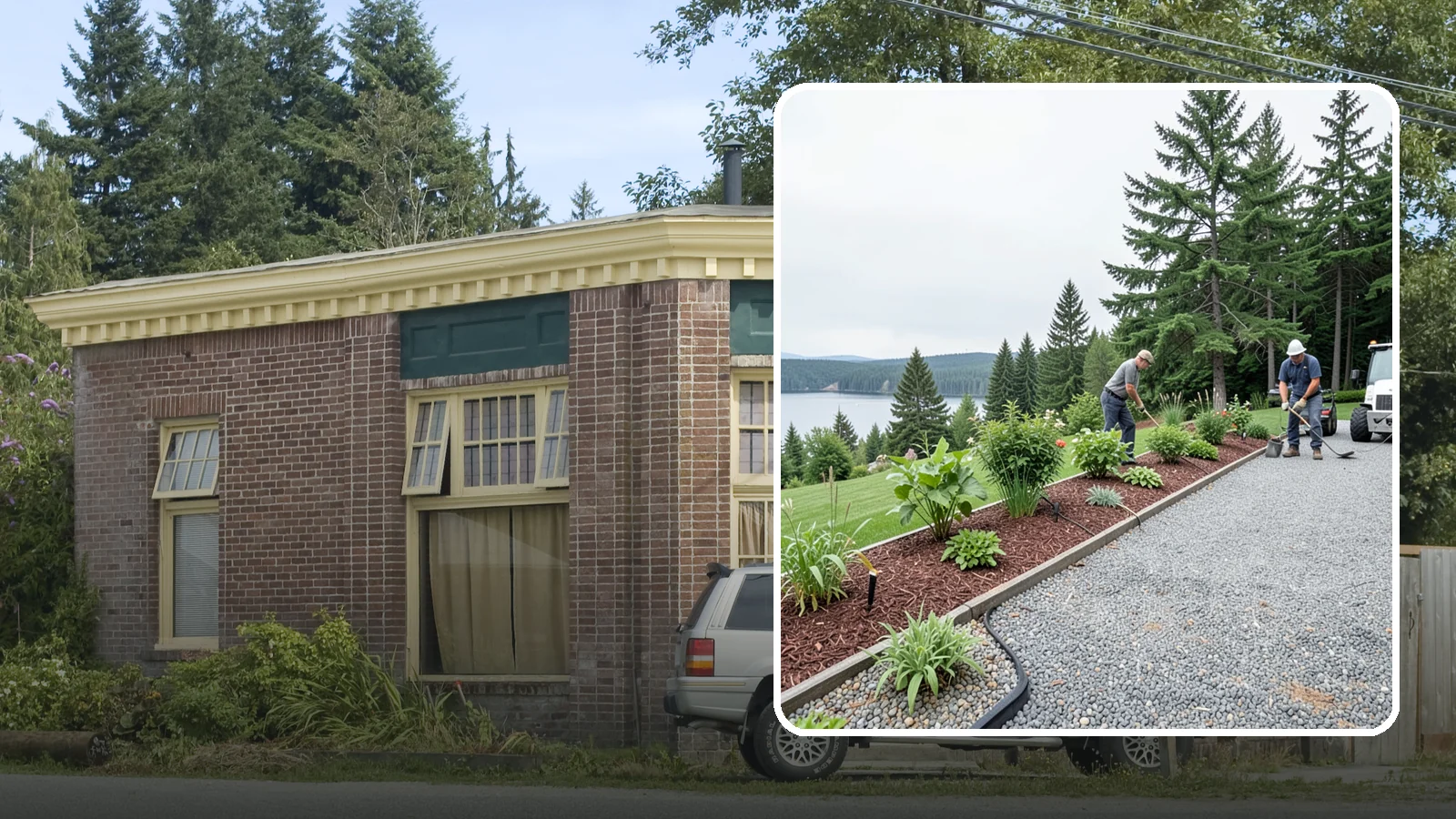Pea Gravel Installation in Hamilton, Skagit County, WA - Smooth, rounded 3/8-inch stone that gives Puget Sound pathways and patios a soft, walkable finish.