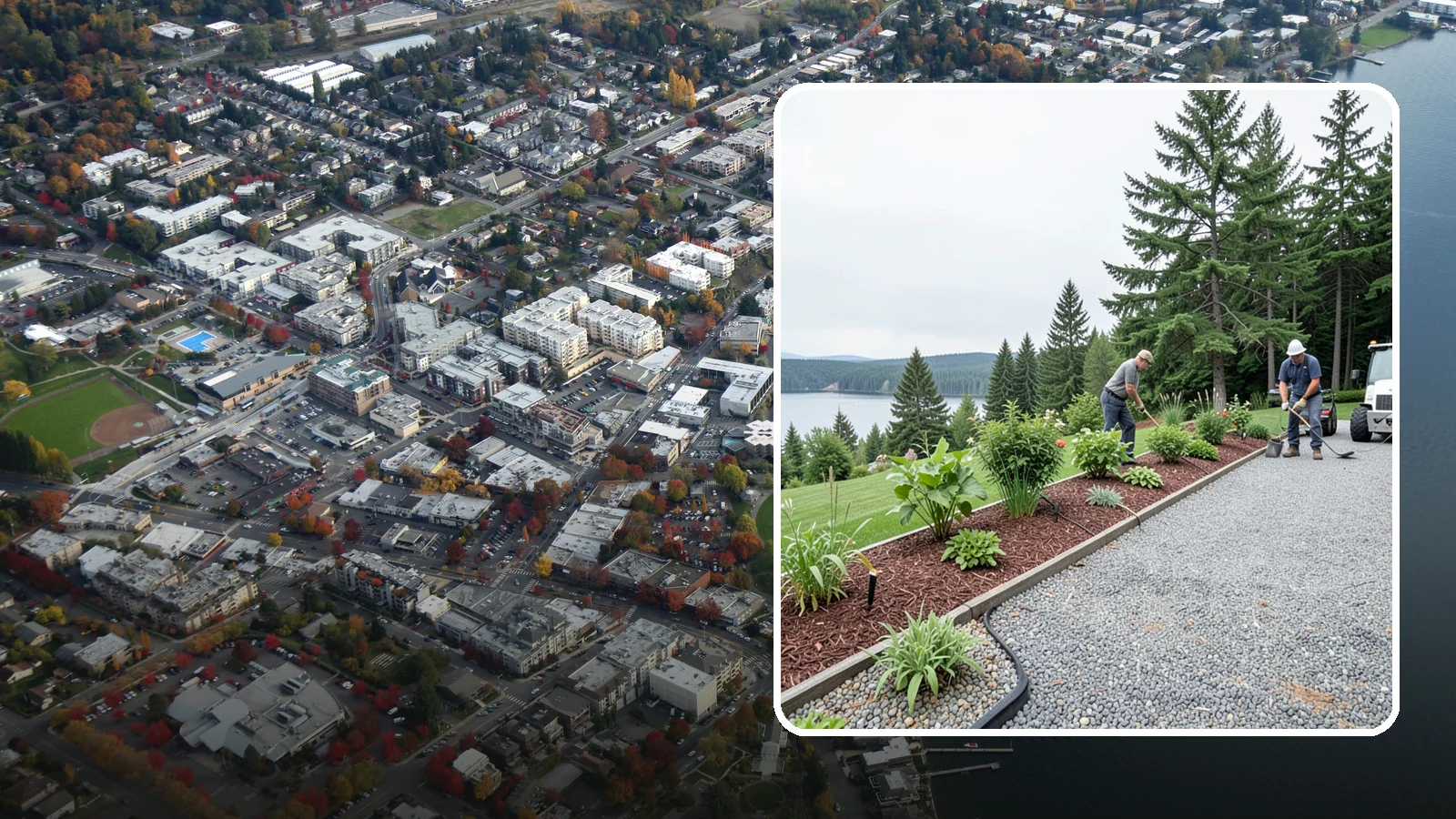 Pea Gravel Installation in Kirkland, King County, WA - Smooth, rounded 3/8-inch stone that gives Puget Sound pathways and patios a soft, walkable finish.