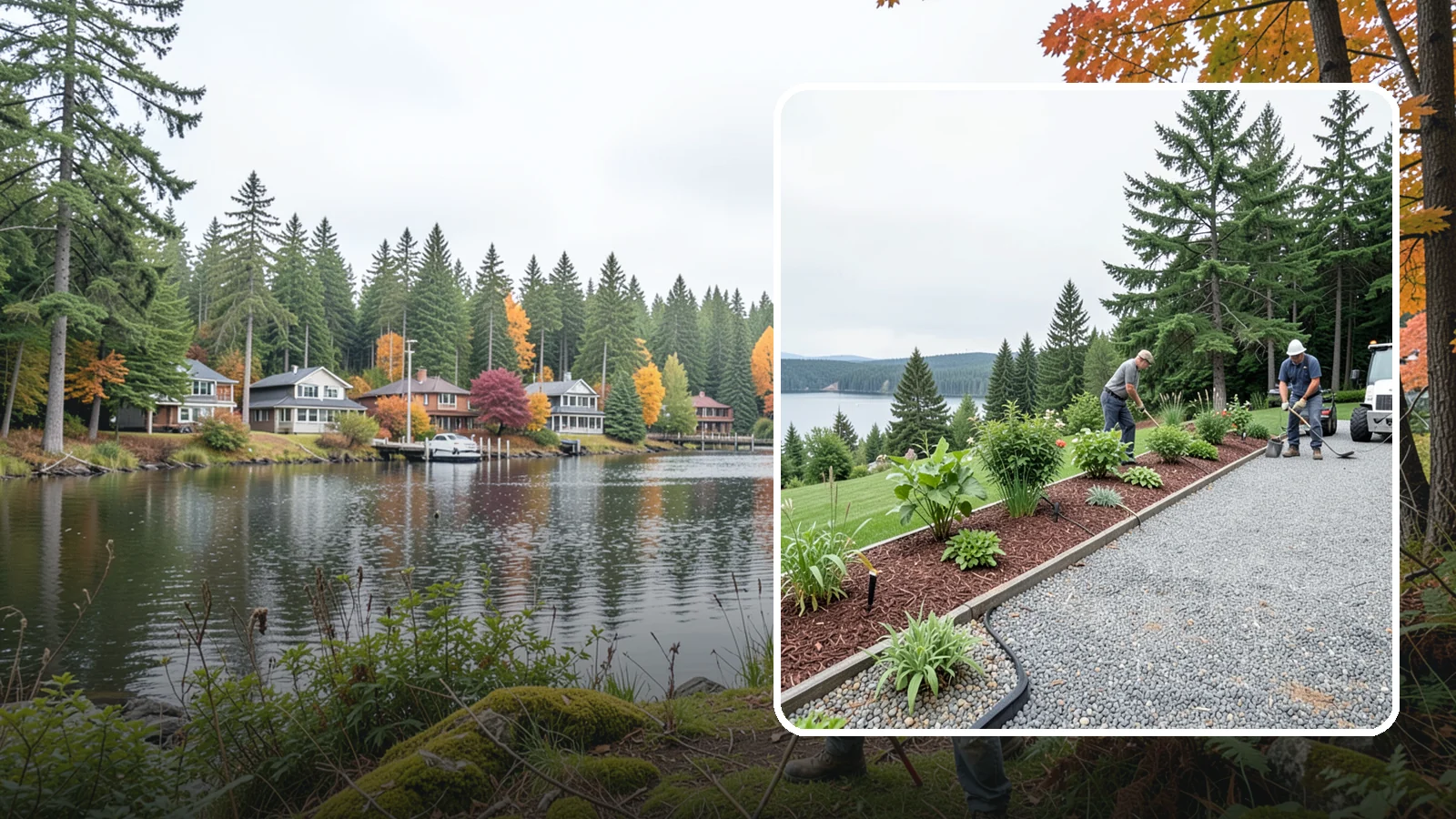 Pea Gravel Installation in La Conner, Skagit County, WA - Smooth, rounded 3/8-inch stone that gives Puget Sound pathways and patios a soft, walkable finish.