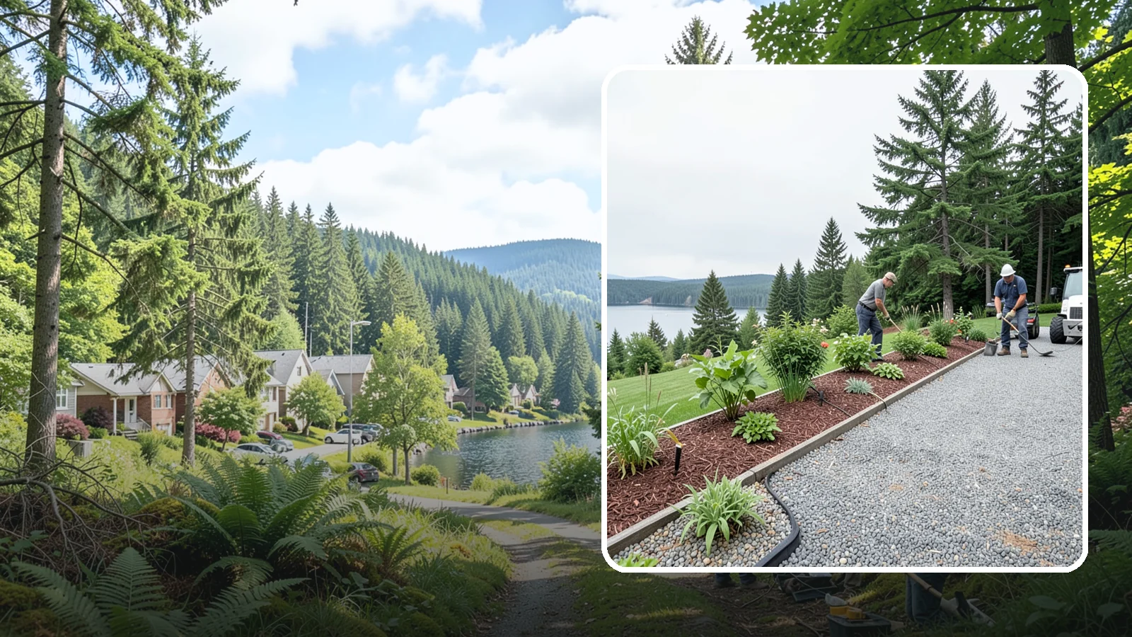 Pea Gravel Installation in Lake Forest Park, King County, WA - Smooth, rounded 3/8-inch stone that gives Puget Sound pathways and patios a soft, walkable finish.