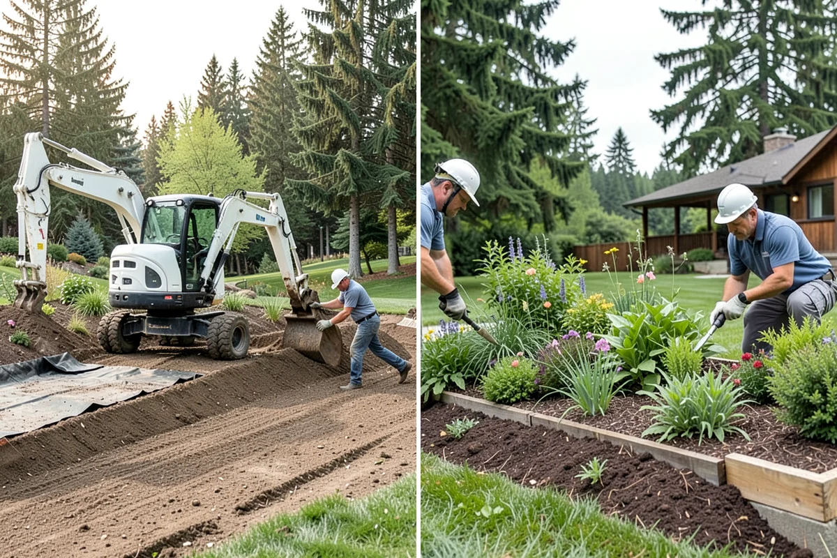 Pea Gravel Installation in Lake Forest Park, King County, WA - Grade and slope the area for positive drainage away from structures